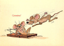 Delcampe - A6095 Geronimo! Mice Funny Caricature Postcard By Silver Jex 1987 - Comicfiguren