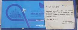 Delcampe - 1988 Iran Airlines Passenger Ticket With Pakistan Rs350 Airport Tax Revenue Ticket - Welt
