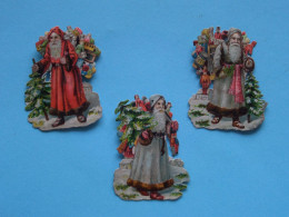 Delcampe - KERSTMAN ( X 3 ) Anno 19?? ( Zie / Voir Photo : Format +/- 5 Cm.) ! - Motiv 'Weihnachten'