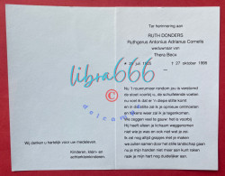 Delcampe - DONDERS Ruthgerus Antonius Adrianus Cornelis 'Ruth' °(TILBURG) 1905 +(TILBURG) 1995 - BECX - Todesanzeige
