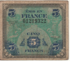 Delcampe - FRANCE  5 Francs   P115a   *Allied Forces*    1944    WWII - Autres & Non Classés