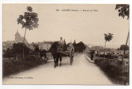 Delcampe - CPA  72      LUCHE      -    L ENTREE DE VILLE      CARRIOLE AVEC CHEVAL - Luche Pringe
