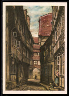Delcampe - Künstler-AK Sign. Schiel: Halberstadt, Altstadtgasse Am Schulplatz - Halberstadt