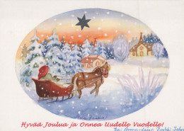 Delcampe - Happy New Year Christmas Horse Vintage Postcard CPSM #PAS959 - Neujahr
