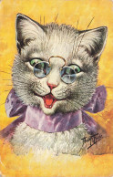 Delcampe - N°29716 - Illustrateur Arthur Thiele - Chat Portant Des Lunettes, Et Un Ruban Mauve - Thiele, Arthur