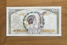 Delcampe - Billet Splendide 5000 Francs Victoire Impression à Plat Z.1100 - 5 000 F 1934-1944 ''Victoire''