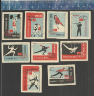 Delcampe - WORLD CHAMPIONSHIPS ESCRIME WEIGHTLIFTING ICE HOCKEY SKATING LANGLAUF RINGEN WRESTLING USSR URSS  Matchbox Labels 1958 - Boites D'allumettes - Etiquettes