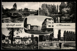 Delcampe - AK Hamm, Kanal, Nordring-Anlagen Und Badehaus Im Kurpark - Hamm