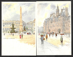 Delcampe - CP1216  2CPA Paris Place De La Concorde- Hôtel De Ville - Autres Monuments, édifices