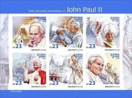 Delcampe - Sierra Leone 2025, Pope J. Paul II, 5val In BF IMPERFORATE - Sierra Leone (1961-...)