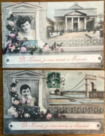 Delcampe - 56 - LORIENT - 2 CARTES FANTAISIES - De Lorient, Je Vous Envoie Ce Souvenir - Lorient