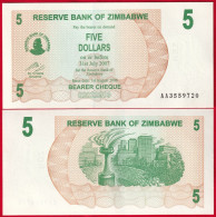 Delcampe - Zimbabwe 5 Dollars 2007 (2006) P-38 UNC - Zimbabwe