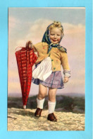 Delcampe - CPA  Fillette Avec Un Parapluie Rouge - Mode