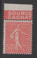 Delcampe - Type Semeuse - N°199 - Bandelette Publicitaire - Source Cachat - ** Neuf Sans Charniere - Cotre 6.50€ - 1903-60 Sower - Ligned