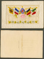 Delcampe - WW1 SILK Embroidered French Old Postcard Flag Flags Flowers Empty Wallet Novelty - Non Classés