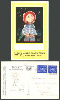 Delcampe - MABEL LUCIE ATTWELL Old Postcard With Heart Thats True I'll Wait For U Girl 5211 - Non Classés