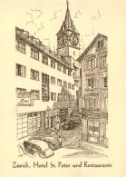 Delcampe - Zuerich ZH Hotel St Peter Und Restaurants Zeichnung - Sonstige & Ohne Zuordnung