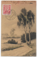 Delcampe - Litauen: Ansichtskarte Baum Am Ufer, Tokiskis 1926 - Lituanie