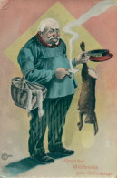 Delcampe - Artiste CPA Glückwunsch Geburtstag, Mann Mit Zigarre Und Erlegtem Hasen, Gänse Im Korb - Geburtstag