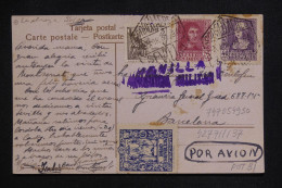 Delcampe - ESPAGNE - Carte Postale De Séville Pour Barcelone En 1939 Par Avion Avec Cachet De Censure - L 182713 - Briefe U. Dokumente