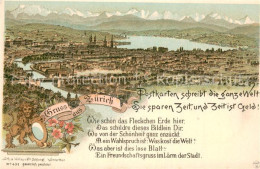 Delcampe - Zuerichsee ZH Panorama Zuerichsee Alpenkette Litho - Sonstige & Ohne Zuordnung