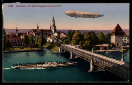Delcampe - AK Konstanz, Graf Zeppelin`s Luftschiff Im Fluge über Der Stadt - Zeppeline