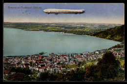 Delcampe - AK Bregenz Am Bodensee, Zeppelin Im Fluge über Der Stadt - Zeppeline
