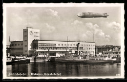Delcampe - AK Friedrichshafen, Zeppelin über Dem Hafenbahnhof, Dampfer - Zeppeline