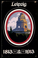 Delcampe - AK Leipzig, Völkerschlachtdenkmal Im Schwarz-weiss-rotem Rahmen, 1813-1913 - Monumentos