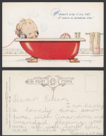 Delcampe - D. Tempest Old Postcard Doesn't Sing In My Baff I Listens To Somebody Else. Bath - Comicfiguren