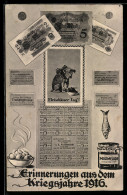 Delcampe - AK Kriegsjahr 1916, Lebensmittelkarten, Hund Mit Mohrrüben Als Futter - Weltkrieg 1914-18
