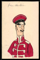 Delcampe - Künstler-AK Karikatur Eines Soldaten In Uniform Mit Monokel - Weltkrieg 1914-18