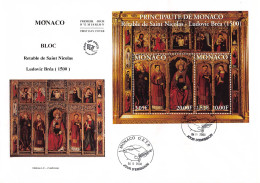 Delcampe - FDC GF JF - Bloc Retable De St Nicolas, Oblit 4/9/00 - FDC