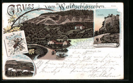 Delcampe - Lithographie Bleicherode, Kanzel, Waldschlösschen, Verandabild - Bleicherode