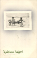 Delcampe - Passepartout CPA Glückwunsch Neujahr, Kinder, Winter, Schnee - Neujahr
