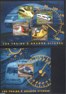 Delcampe - Central Africa 2014 Railways 2 S/s, Mint NH, Science - Transport - Telephones - Stamps On Stamps - Railways - Télécom