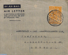 Delcampe - Gold Coast 1952 Aerogramme 6d To Germany (stamp With = 25mm), Used Postal Stationary - Sonstige & Ohne Zuordnung