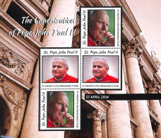 Delcampe - Saint Vincent 2015 The Canonization Of Pope John Paul II 2x2v M/s, Mint NH, Religion - Pope - Papes