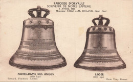 Delcampe - FRANCE - Orvault - Paroisse - Souvenir Baptême - 2 Avr 1935 - ND Des Anges - Léger - Cloche - Carte Postale Ancienne - Orvault