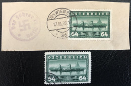 Delcampe - Autriche 1937/38 -  Timbre 100e Anniversaire Des Bateaux à Vapeur Du Danube Sur Fragment Propagande Nazie - Sammlungen