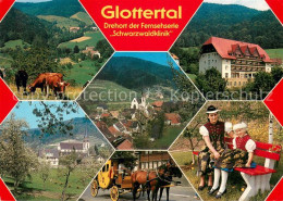 Delcampe - Glottertal Schwarzwald Panorama Schwarzwaldklinik Postkutsche Trachtenmaedchen - Glottertal