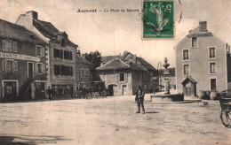 Delcampe - Aumont - La Place Du Marché - Hôtel De France - Attelage - Villageois - Aumont Aubrac