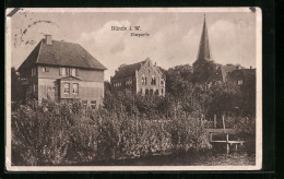 Delcampe - AK Bünde I. Westf., Villen Am Elseufer, Blick Zum Kirchturm - Bünde