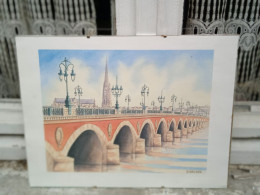Delcampe - Art & Antiquités > Tableaux > Aquarelle Encadrée Bordeaux Le Pont De Pierre D. Delage - Acquarelli