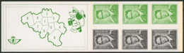 Delcampe - Curiosité - Carnet Baudouin (B6** MNH) : Halo Blanc Derrière La Tête + Fil Vert Cadre Supérieur (1er TP) - 1953-2006 Moderni [B]