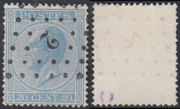 Delcampe - Belgique 1867 - Timbre Oblitéré. Cob Nr.: 18 A.TRÈS BELLE Obltération : "LP2""AERSCHOT".......... (EB) AR-13903 - 1865-1866 Linksprofil
