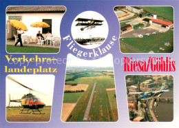 Delcampe - Goehlis Riesa Flieger-Klause Verkehrslandeplatz Hubschrauber Motorflugzeug Flieg - Riesa