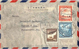 Delcampe - 60c Condor, 2P Two Planes Over Globe And 5P Seaplane C1936 Correo Aereo, Santiago Airmail To Berlin, Germany. - Chile