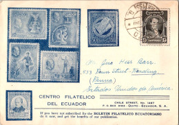 Delcampe - 15c Vicente Rocafuerte 1949 Quito 155 To Reading Penn.  Illustrated Advertsing Centro Filatelico Del Ecuador Promoting T - Ecuador