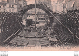 Delcampe - PARIS  TRAVAUX DU METROPOLITAIN INTERIEUR DU CAISSON PLACE SAINT MICHEL S2 - Pariser Métro, Bahnhöfe